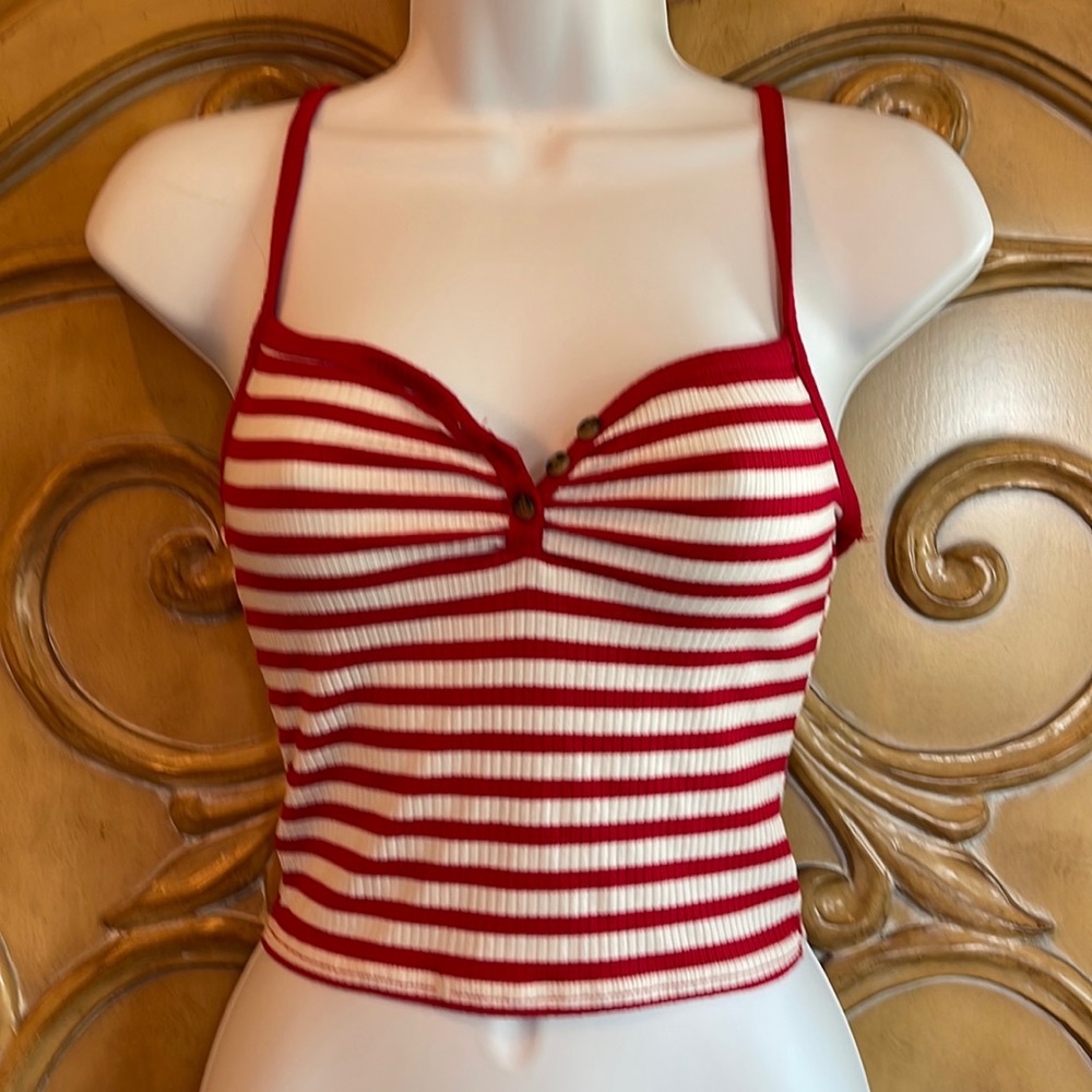 Top shop red striped crop top